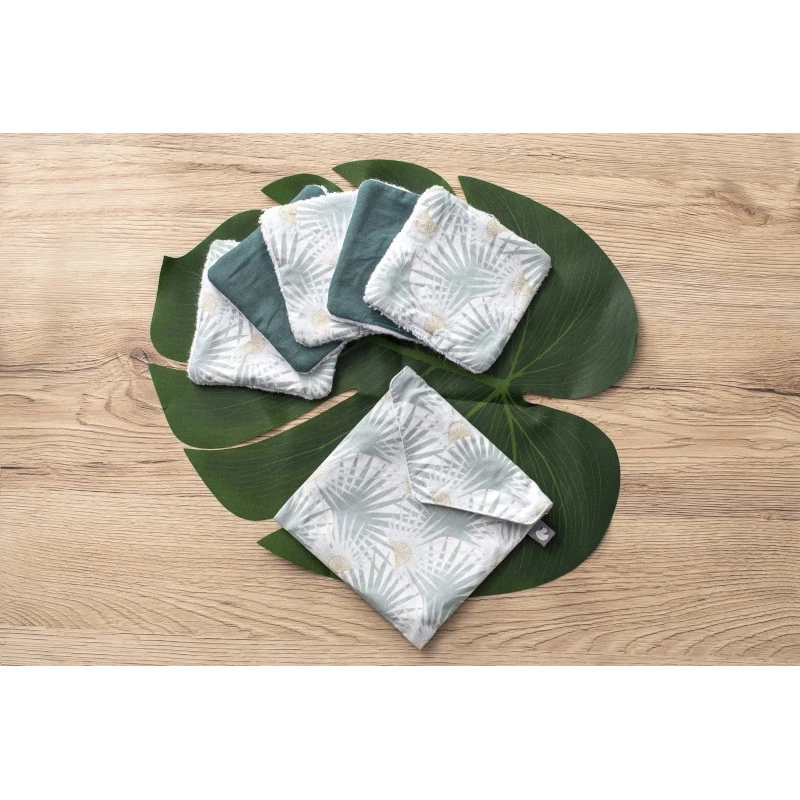 Lot De 5 Lingettes Lavables + Pochette BB&CO Palm Springs 2 Lot De 5 Lingettes Lavables + Pochette BB&CO Palm Springs – Image 2