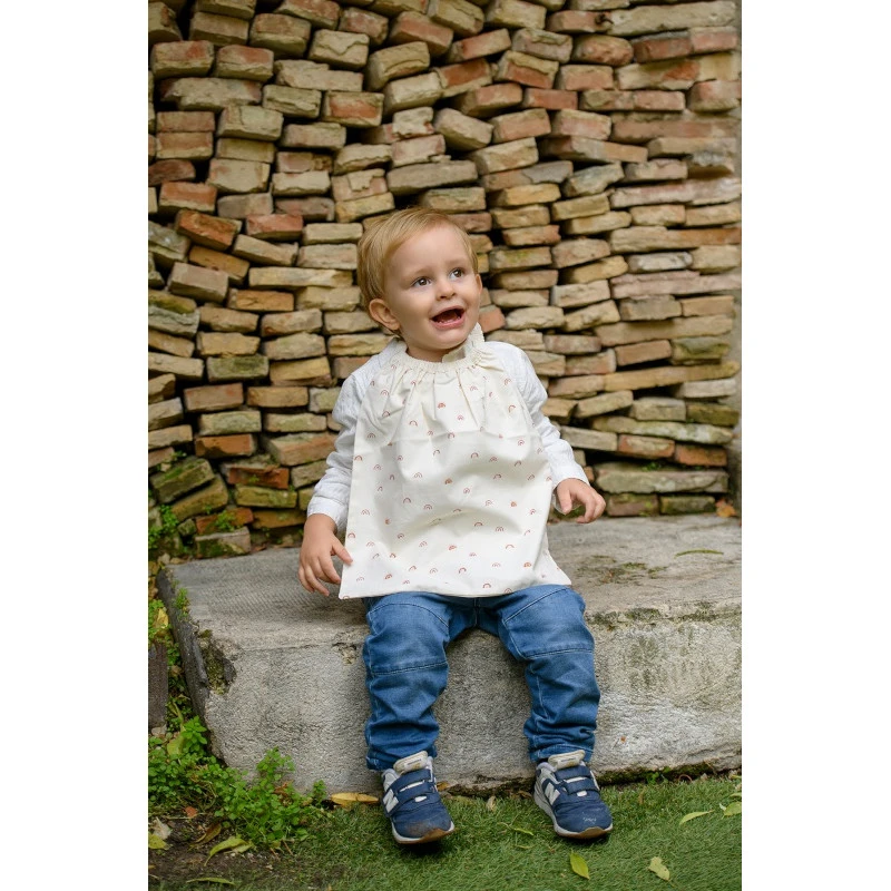 Bavoir élastiqué Blanc BB&CO Arc-en-ciel 2 Bavoir élastiqué Blanc BB&CO Arc-en-ciel – Image 2