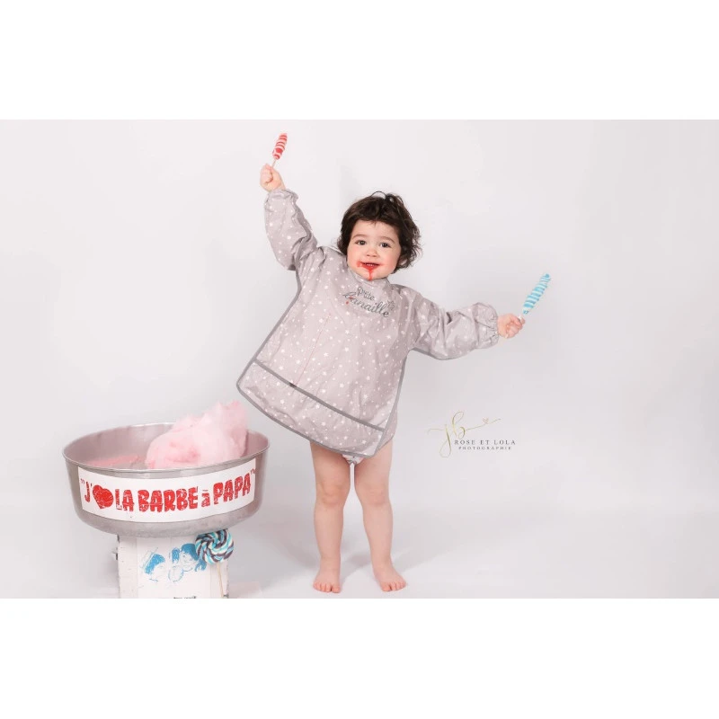 Bavoir Tablier "p’tite Canaille" 3/5ans BB&CO Gris étoilé 3 Bavoir Tablier "p’tite Canaille" 3/5ans BB&CO Gris étoilé – Image 3