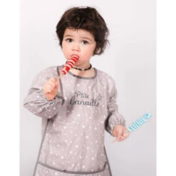 Bavoir Tablier "p’tite Canaille" 3/5ans BB&CO Gris étoilé 7 Bavoir Tablier "p’tite Canaille" 3/5ans BB&CO Gris étoilé -Bb&Co bavoir tablier a ml ptite canaille 3