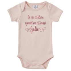 Body Manches Courtes 6m BB&CO "La Vie Est Dure"