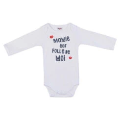 Body Manches Longues 6m BB&CO Blanc "mamie Est Folle De Moi"