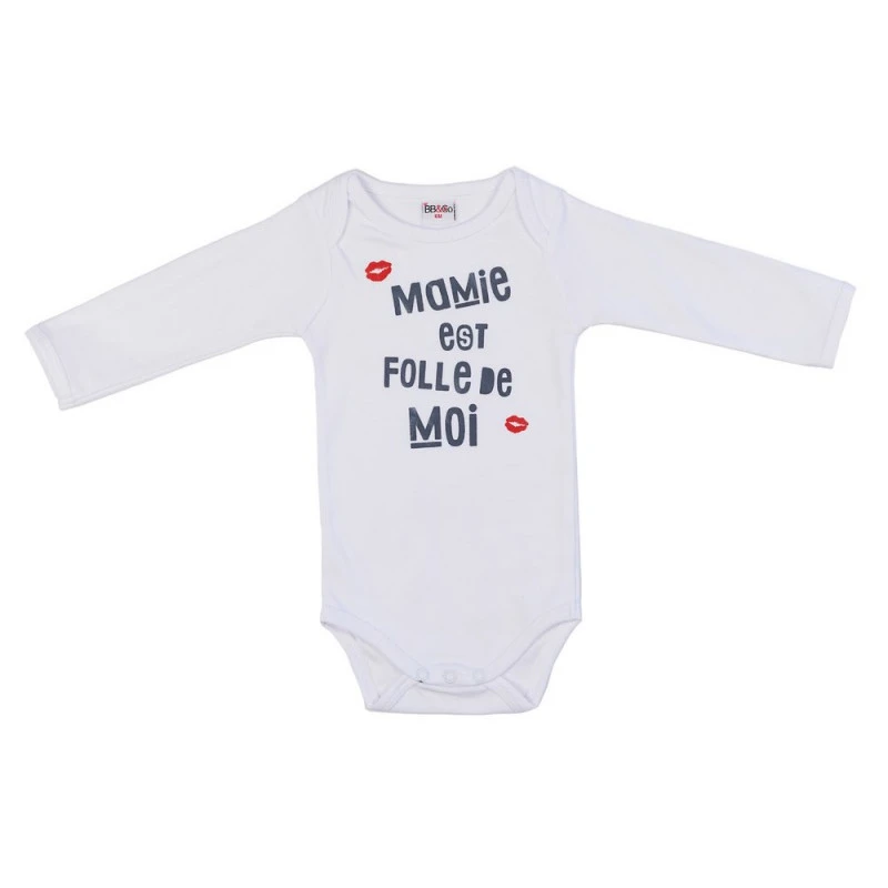 Body Manches Longues 6m BB&CO Blanc "mamie Est Folle De Moi" 1 Body Manches Longues 6m BB&CO Blanc "mamie Est Folle De Moi"