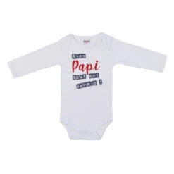 Body Manches Longues 3m BB&CO Blanc "Avec Papy Tout Est Permis"