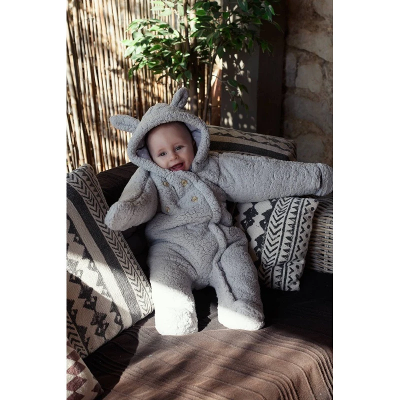 Combi Pilote Ours En Sherpa 6/12m BB&CO Gris 2 Combi Pilote Ours En Sherpa 6/12m BB&CO Gris – Image 2