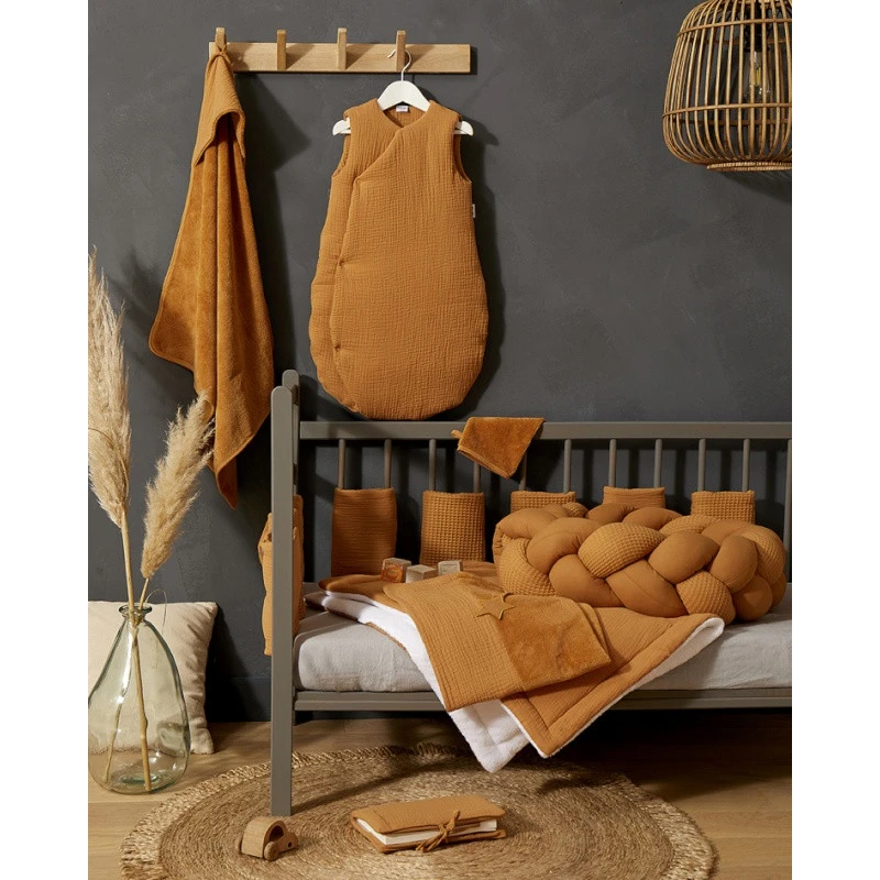 Couverture Peluche & Gaze 70x100cm BB&CO Mix & Match Noisette 2 Couverture Peluche & Gaze 70x100cm BB&CO Mix & Match Noisette – Image 2