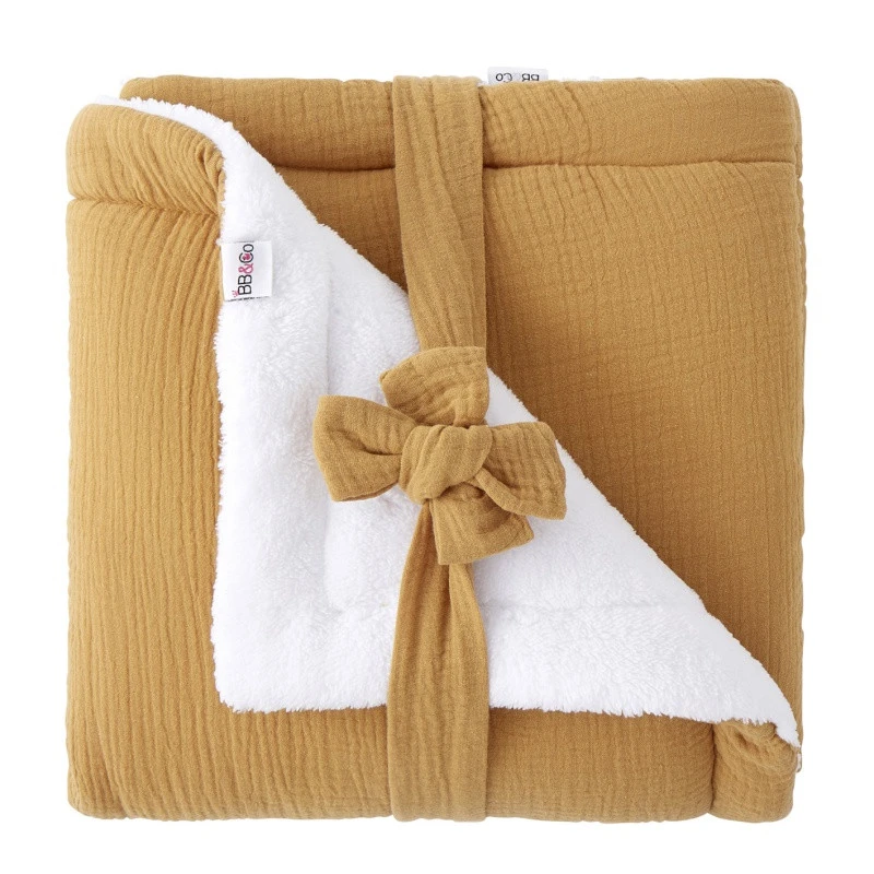 Couverture Peluche & Gaze 70x100cm BB&CO Mix & Match Noisette 1 Couverture Peluche & Gaze 70x100cm BB&CO Mix & Match Noisette