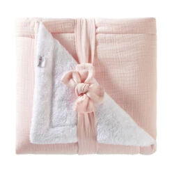 Couverture Peluche & Gaze 70x100cm BB&CO Mix & Match Rose Blush
