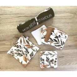 Lot De 5 Lingettes Lavables + Pochette BB&CO Caramel Forest -Bb&Co lot de 5 lingettes lavables pochette bbco caramel forest 1 2