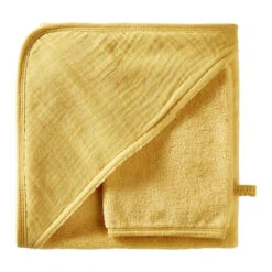 Sortie De Bain + Gant Bambou & Gaze BB&CO Mix & Match Moutarde
