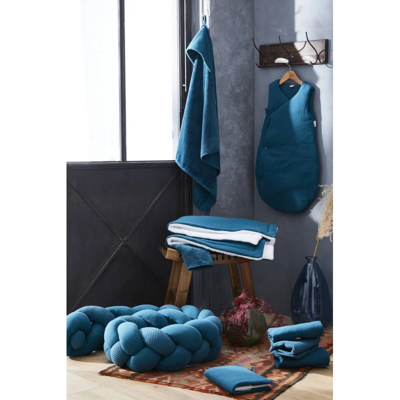 Sortie De Bain + Gant Bambou & Gaze BB&CO Mix & Match Vert Paon 2 Sortie De Bain + Gant Bambou & Gaze BB&CO Mix & Match Vert Paon – Image 2