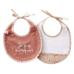 Set De 2 Bavoirs Naissance En Gaze BB&CO Blooming Day